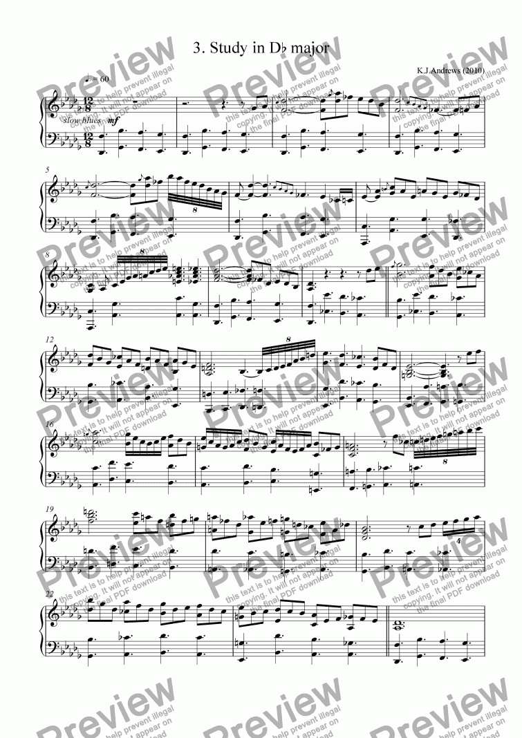 page one of 12 Studies in Remote Keys: 3.D-flat major
