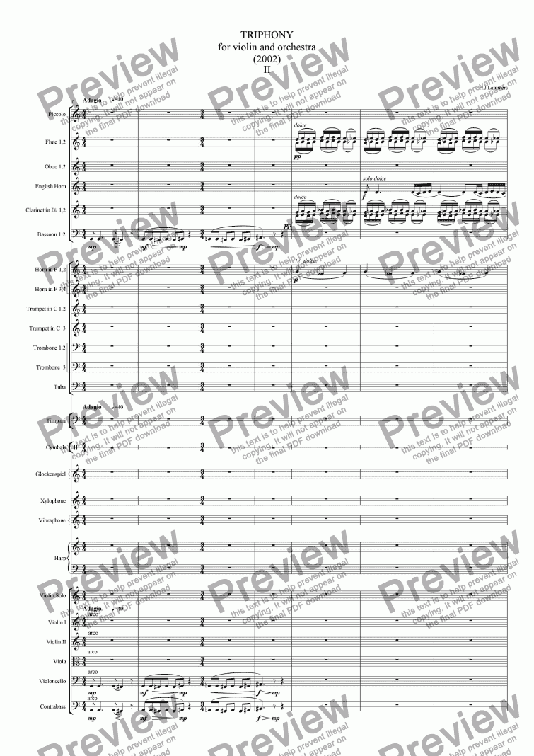 page one of Triophony for violin and orchestra, part 2