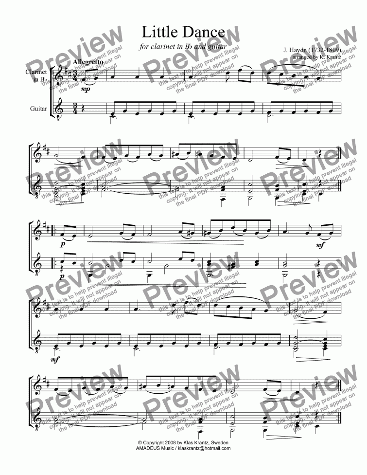 page one of Little Dance for clarinet and guitar