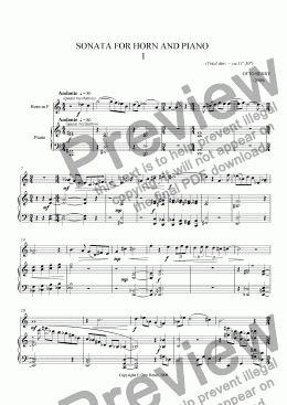 page one of Sonata for Horn and Piano