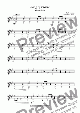 page one of Song of Praise/Hymn Song for guitar solo