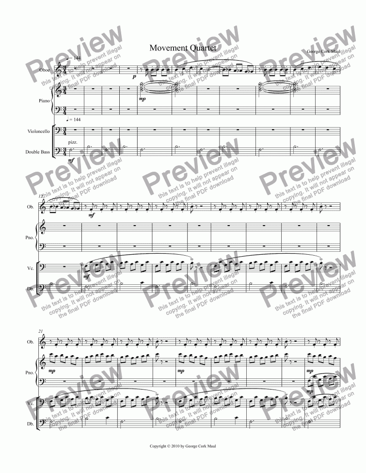 page one of Movement Quartet