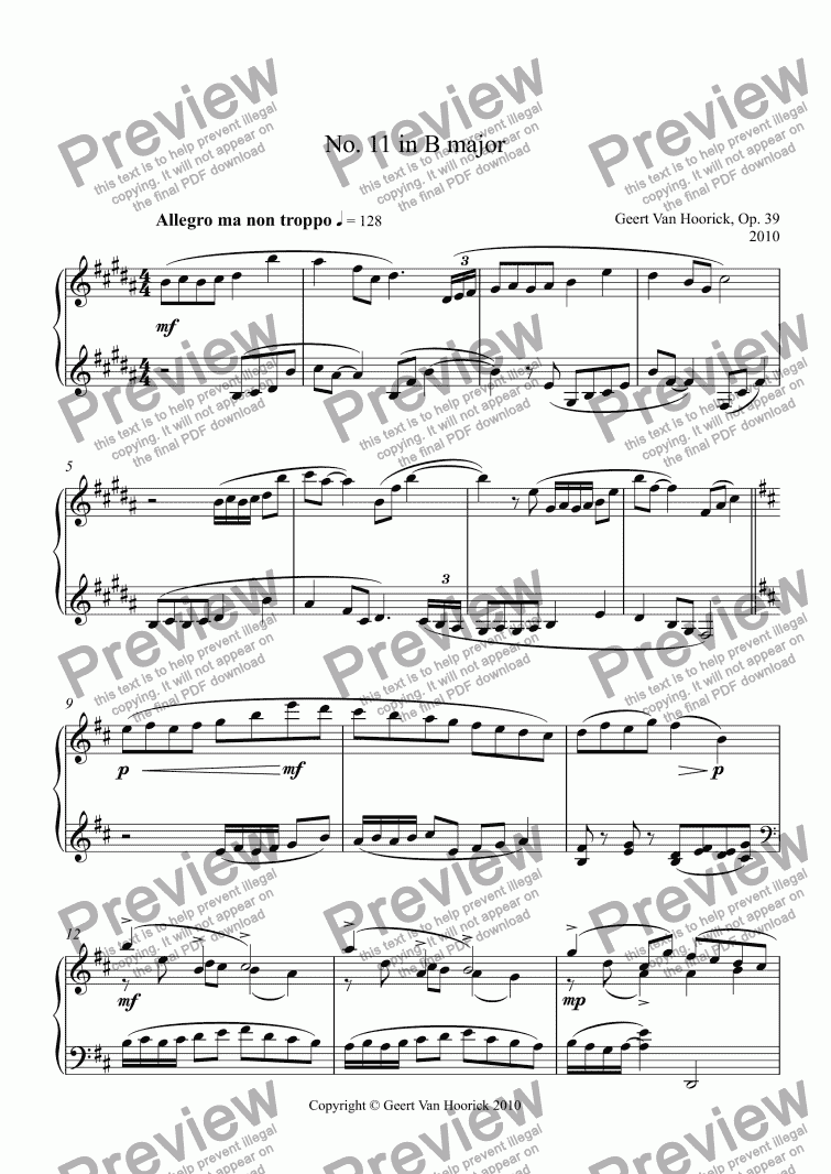 page one of 24 Preludes for piano, Op. 39 - Prelude No. 11 in B major