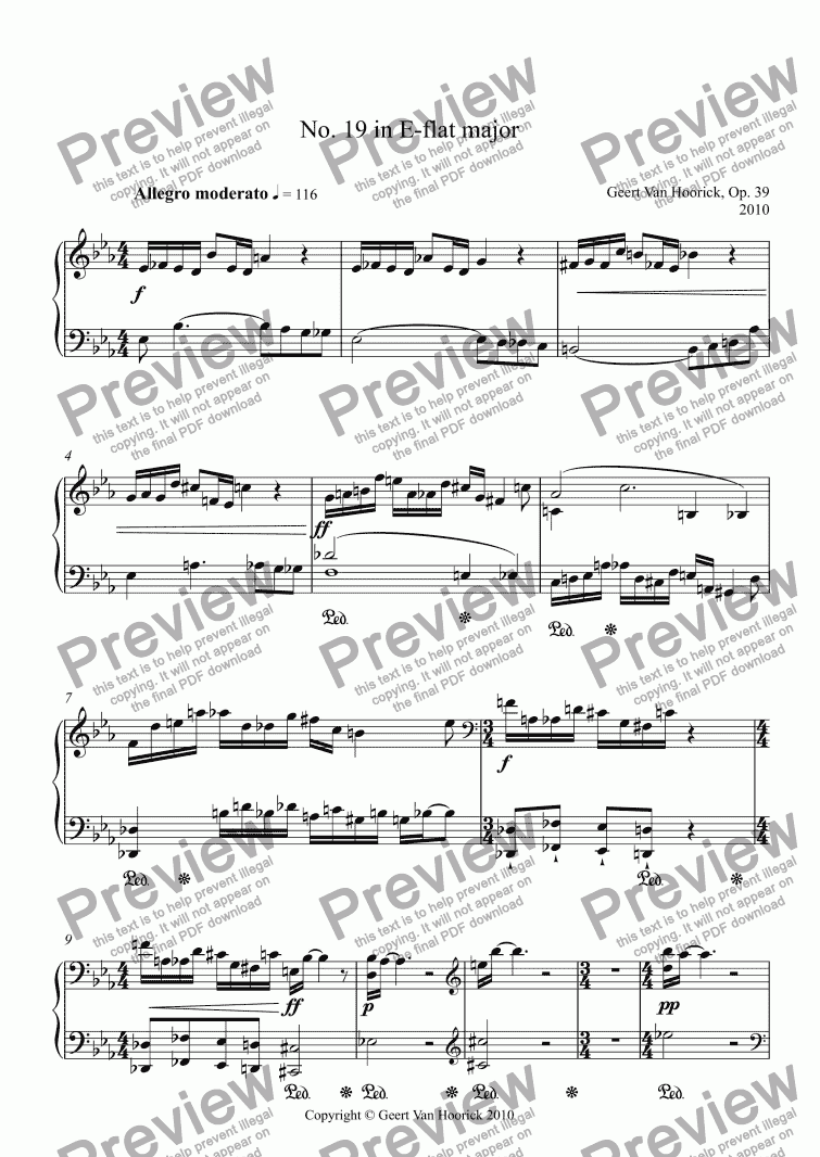 page one of 24 Preludes for piano, Op. 39 - Prelude No. 19 in E-flat major