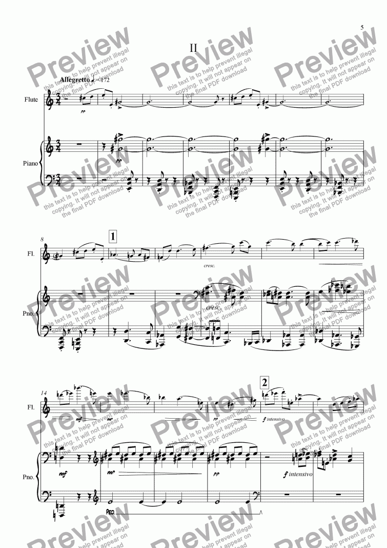 page one of Flute Sonata - 2. Allegretto - Molto sereno e sostenuto - Tempo I