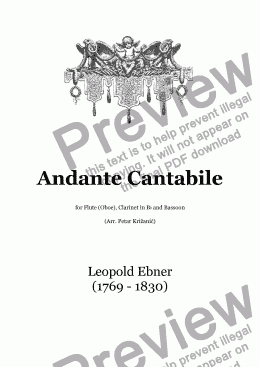 page one of Andante Cantabile (L. Ebner) - for Flute(Oboe), Clarinet in Bb and Bassoon