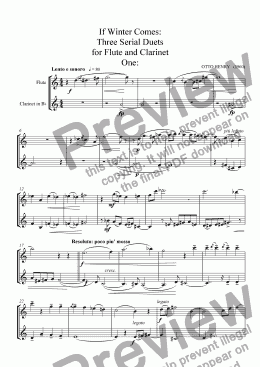 page one of If Winter Comes: 3 Serial Duets for Flute and Clarinet