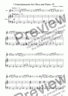 page one of 5 Entertainments for Oboe and Piano (No.4)