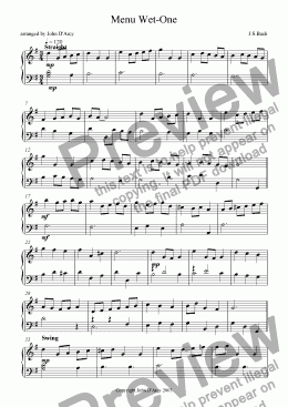 page one of Bach Minuet 1 Jazzled