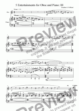 page one of 5 Entertainments for Oboe and Piano (No.3)