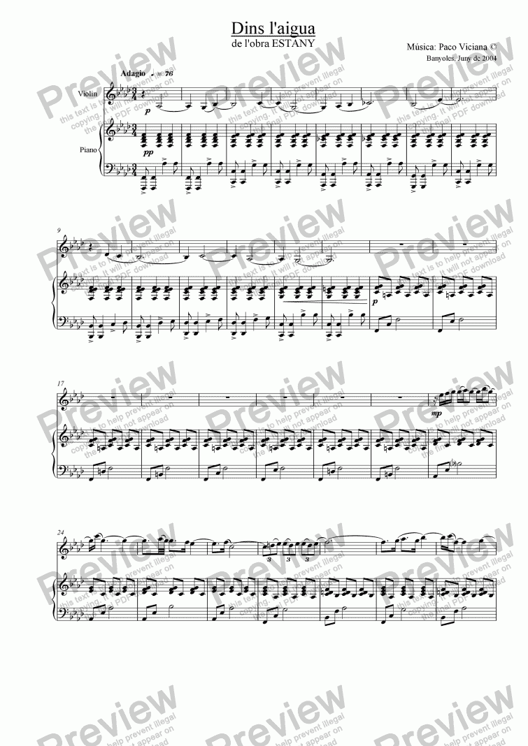 page one of 210-Estany (03-Dins l’aigua-Violin/Piano version)