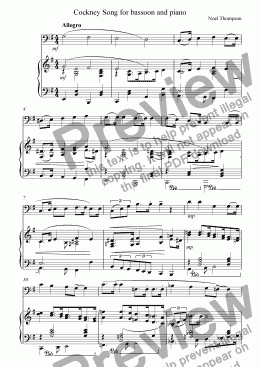 page one of Cockney Song for Bassoon & Piano