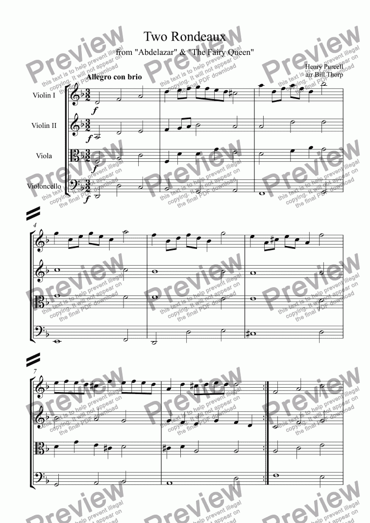 page one of Abdelazar (Henry Purcell)