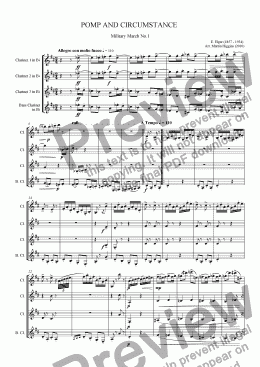 page one of Elgar: Pomp and Circumstance March No. 1 (Clarinet Quartet) (2010)