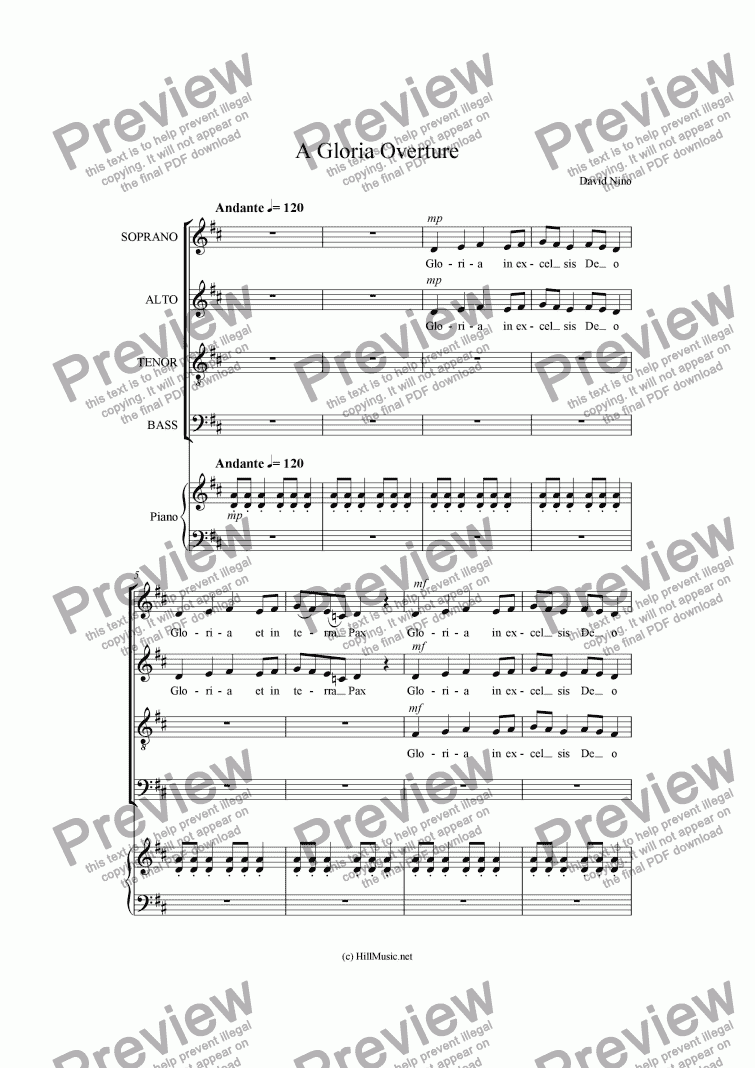 page one of A Gloria Overture (Buy 1 print X many)