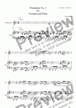 page one of Preludium No. 3 for Trumpet and Piano