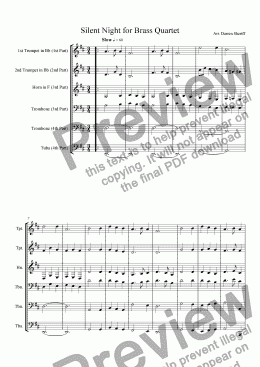 page one of Silent Night for Brass Quartet