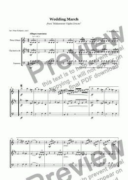 page one of Mendelssohn - Wedding March for Flute(Oboe), Clarinet in Bb and Bassoon