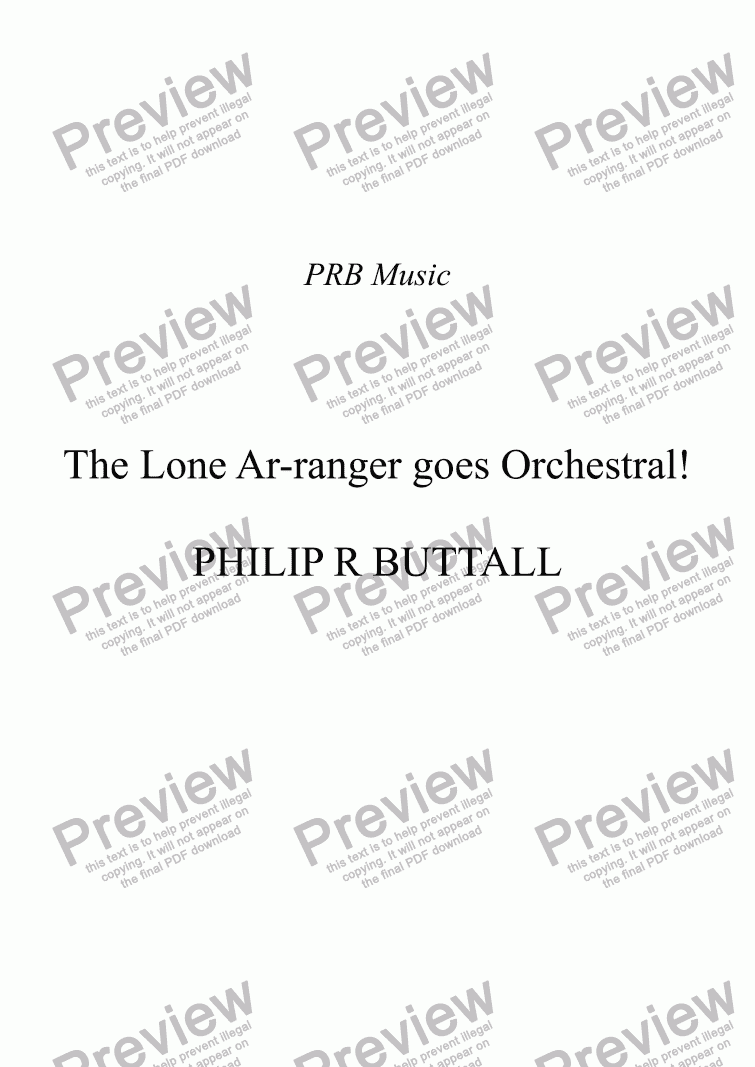 page one of The Lone Ar-ranger goes Orchestral!