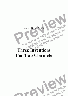 page one of Three Inventions For Two Clarinets