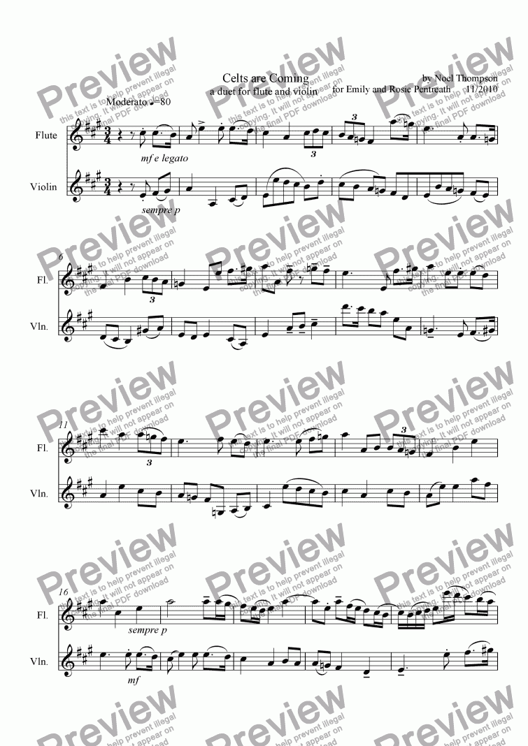 page one of Celts are Coming - Flute & Violin Duet