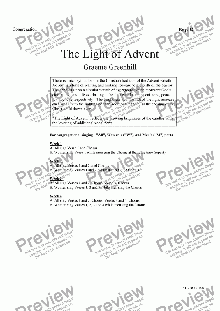 page one of The Light of Advent - Simple