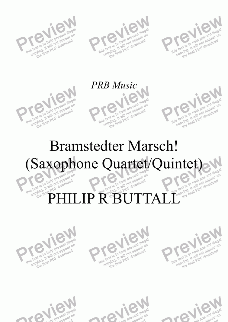 page one of Bramstedter Marsch! (Saxophone Quartet / Quintet)
