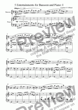page one of 5 Entertainments for Bassoon and Piano (No.1)