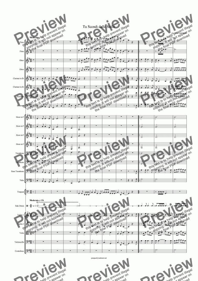 page one of Tu Scendi Dalle Stelle Orchestral