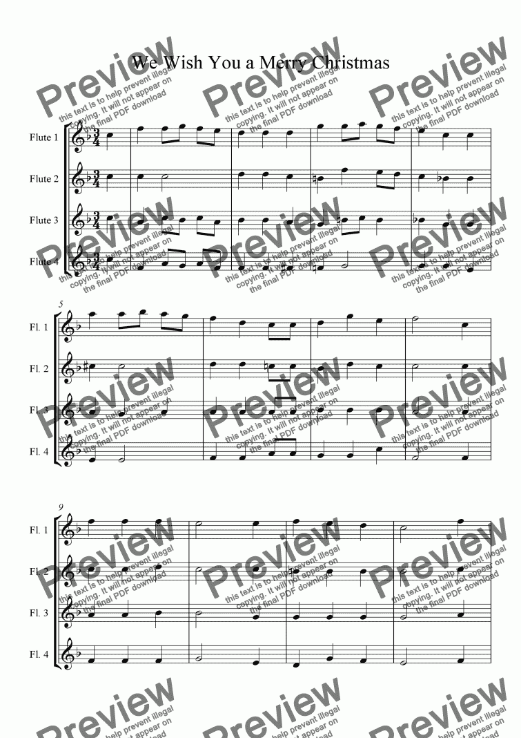 page one of We Wish you a Merry Christmas - (FLUTE QUARTET)