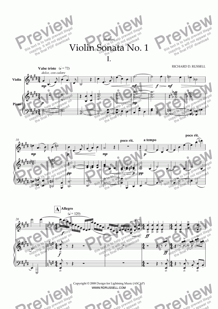 page one of Violin Sonata No. 1