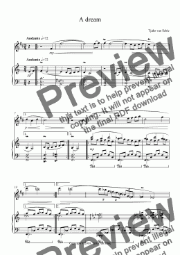 page one of A dream (piece for soprano sax and piano)