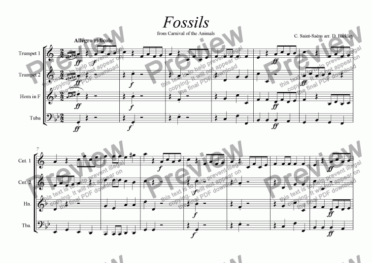 page one of Fossils (Carnival of the Animals)