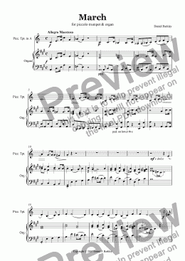 page one of March in A (piccolo trumpet & organ)