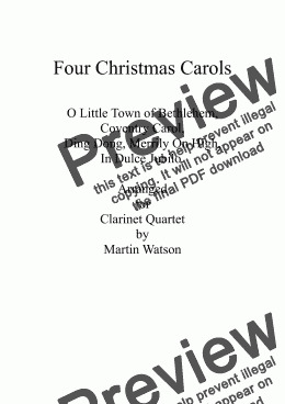 page one of Four Christmas Carols for Clarinet Quartet