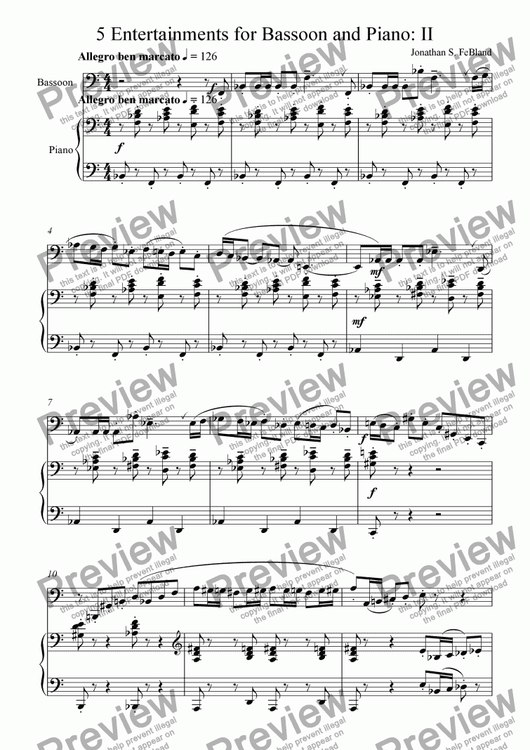 page one of 5 Entertainments for Bassoon and Piano (No.2)