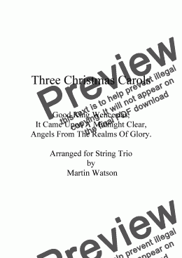 page one of Three Christmas Carols for String Trio