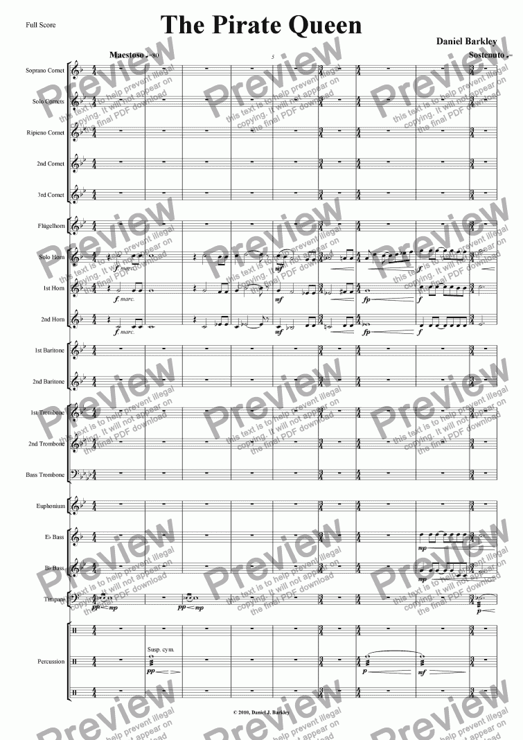 page one of The Pirate Queen (brass band)