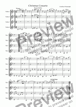 page one of Christmas Concerto for 4 Violins