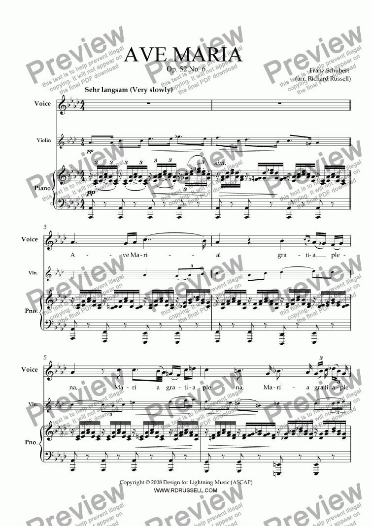 Schubert S Ave Maria Arranged For Voice And Violin Sheet Music Pdf