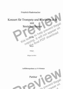 page one of Konzert für Trompete und Klarinette in B
