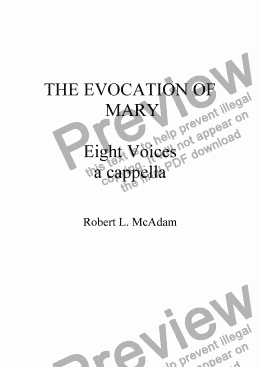 page one of THE EVOCATION OF MARY a cappella