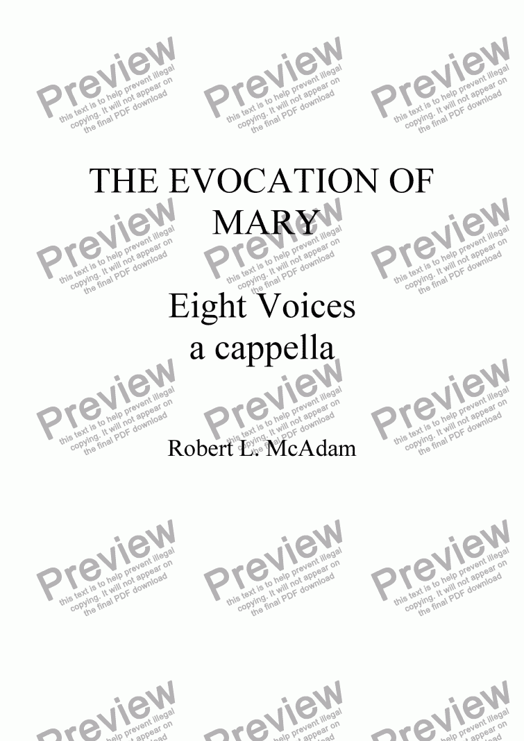 page one of THE EVOCATION OF MARY a cappella