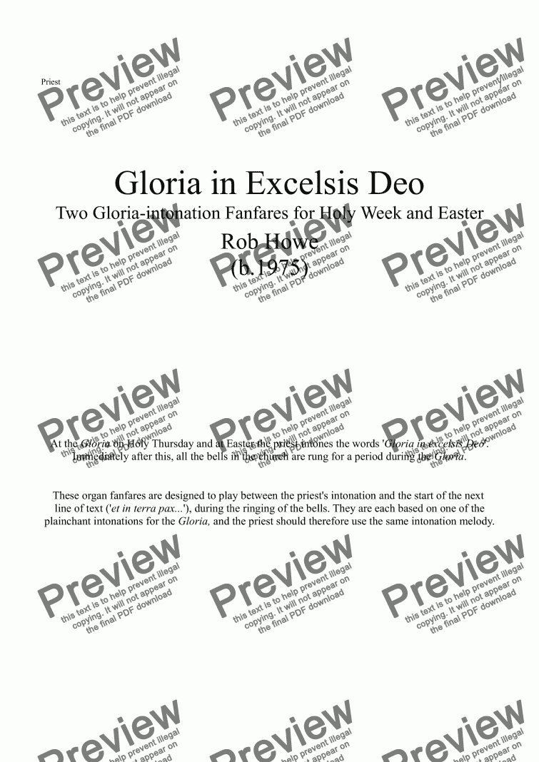 page one of Gloria in Excelsis Deo: Gloria Intonation-Fanfare for Holy Week and Easter