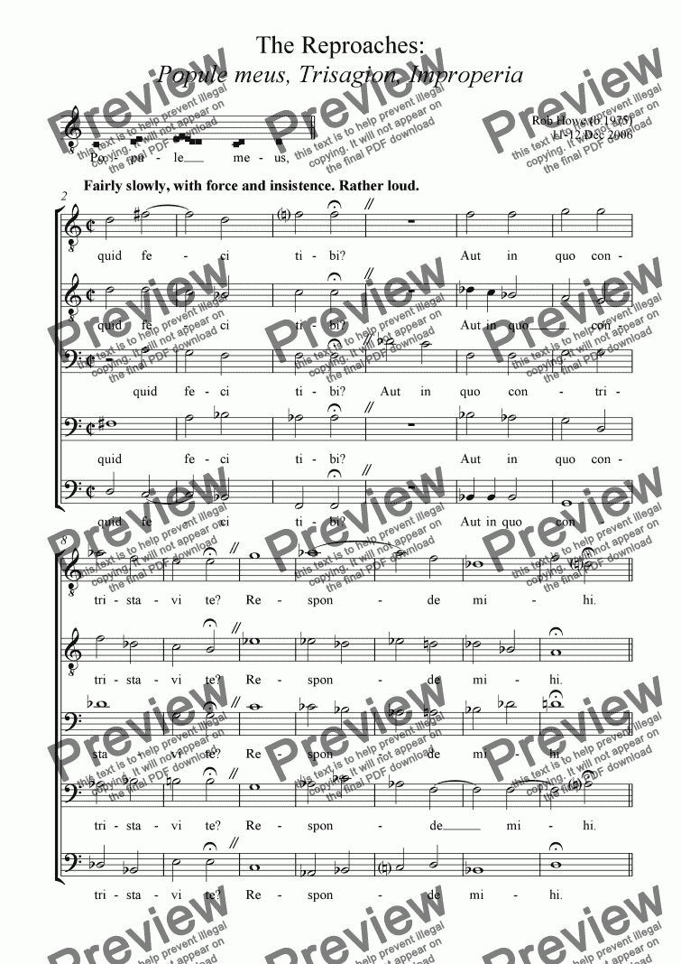 page one of Musica pro Feria VI in Parasceve (Good Friday): The Reproaches