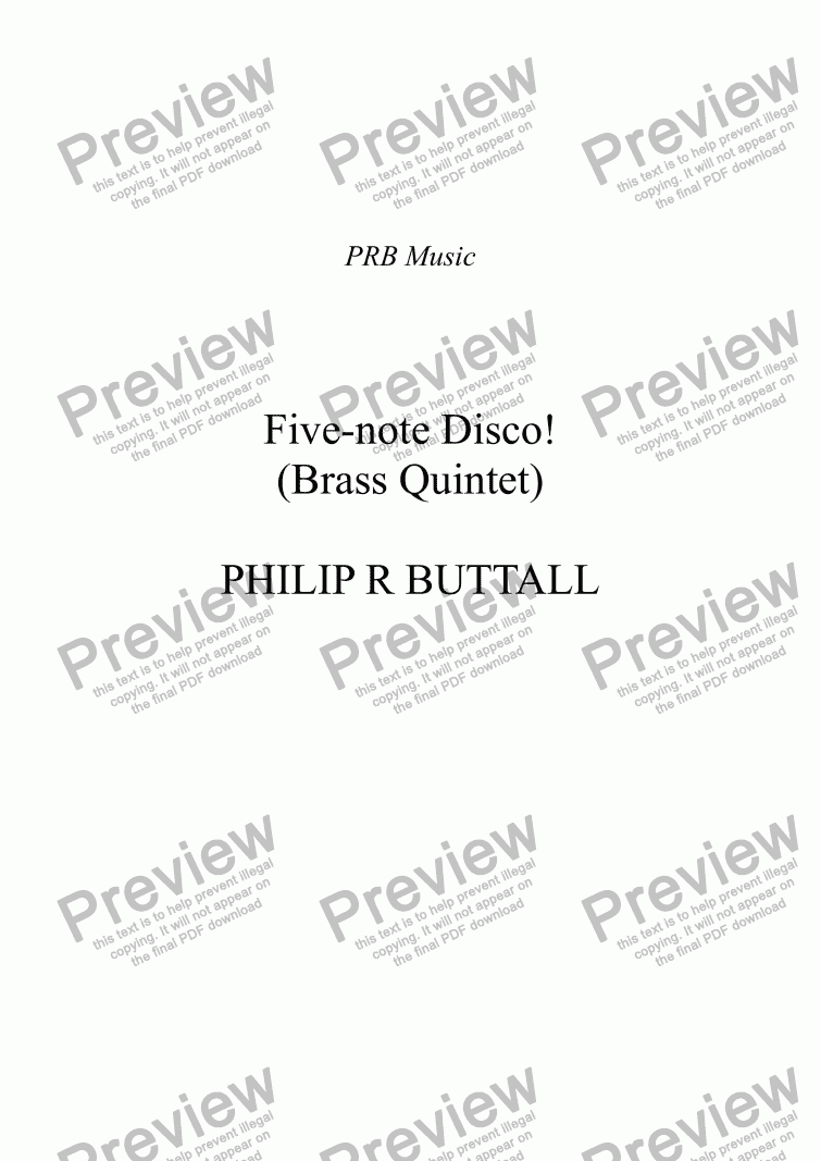 page one of Five-note Disco! (Brass Quintet)