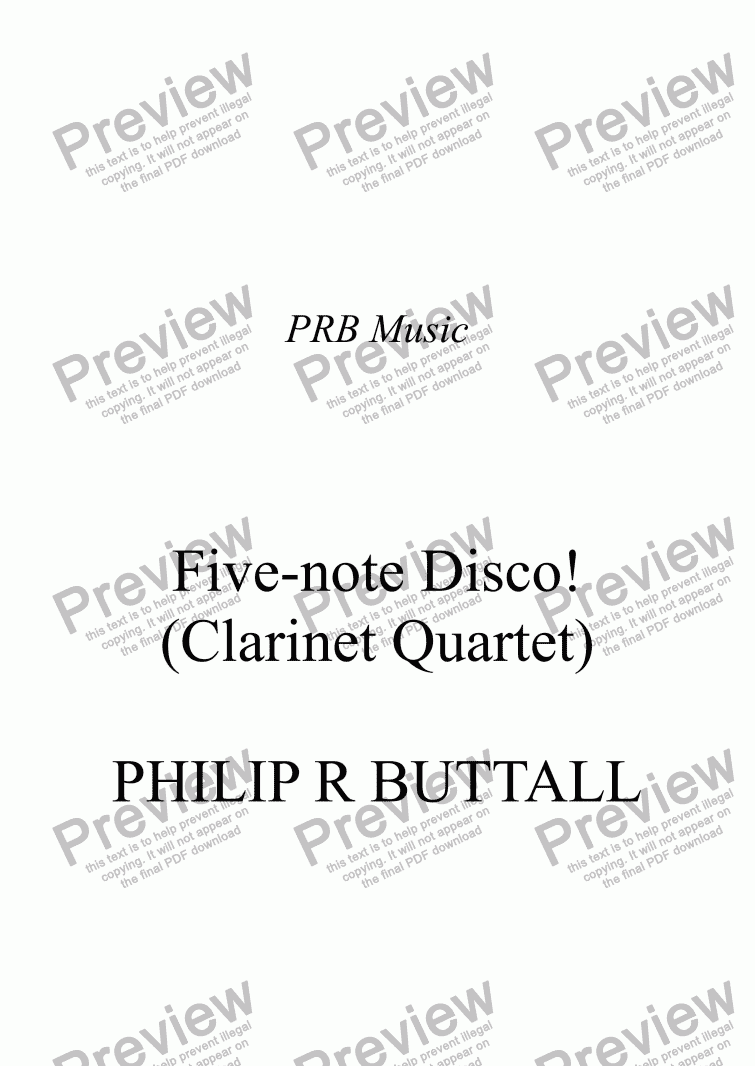 page one of Five-note Disco! (Clarinet Quartet)