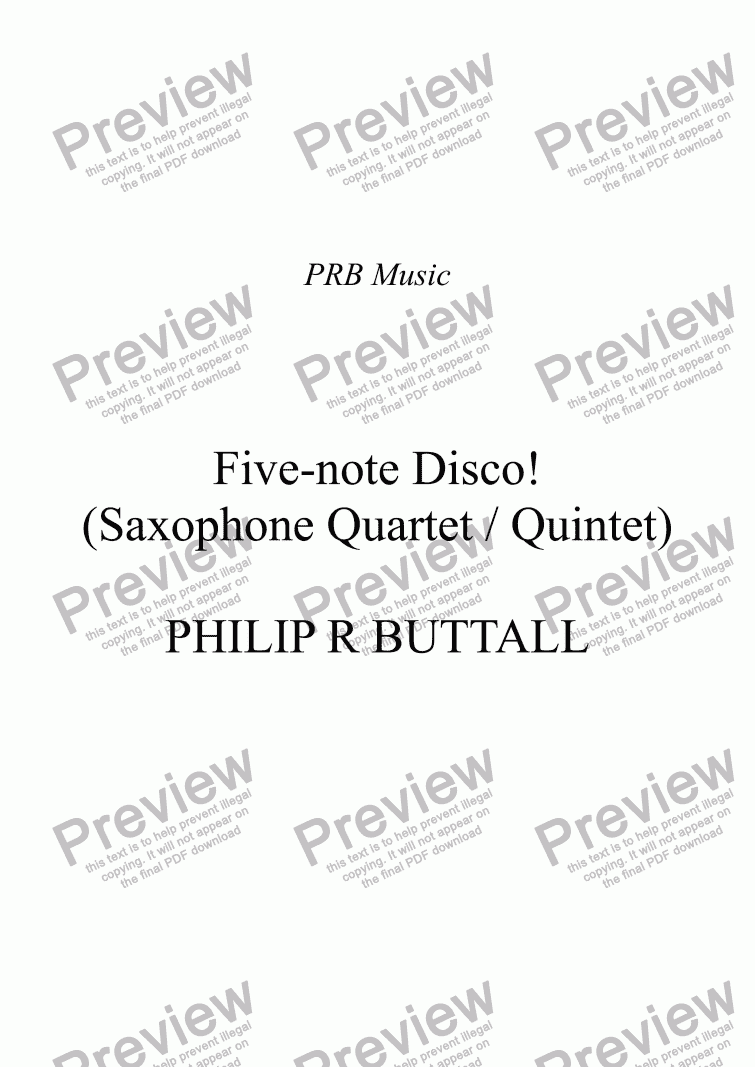 page one of Five-note Disco! (Saxophone Quartet / Quintet)
