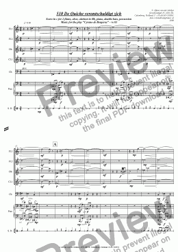 page one of "De Quiche verontschuldigt zich" for 2 flutes, oboe, clarinet (Bb), piano, double bass and percussion