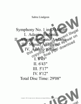 page one of Symphony No. 1 in D Major, I. Adagio-Andante